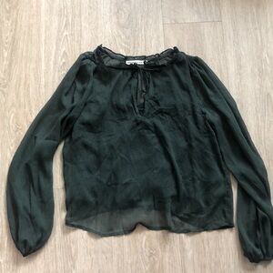 Abercrombie &Fitch Size Small green and black polka dotted blouse!